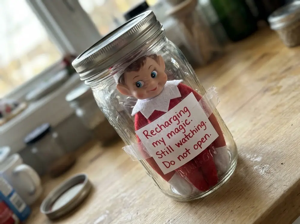 Someone touched the toy elf doll