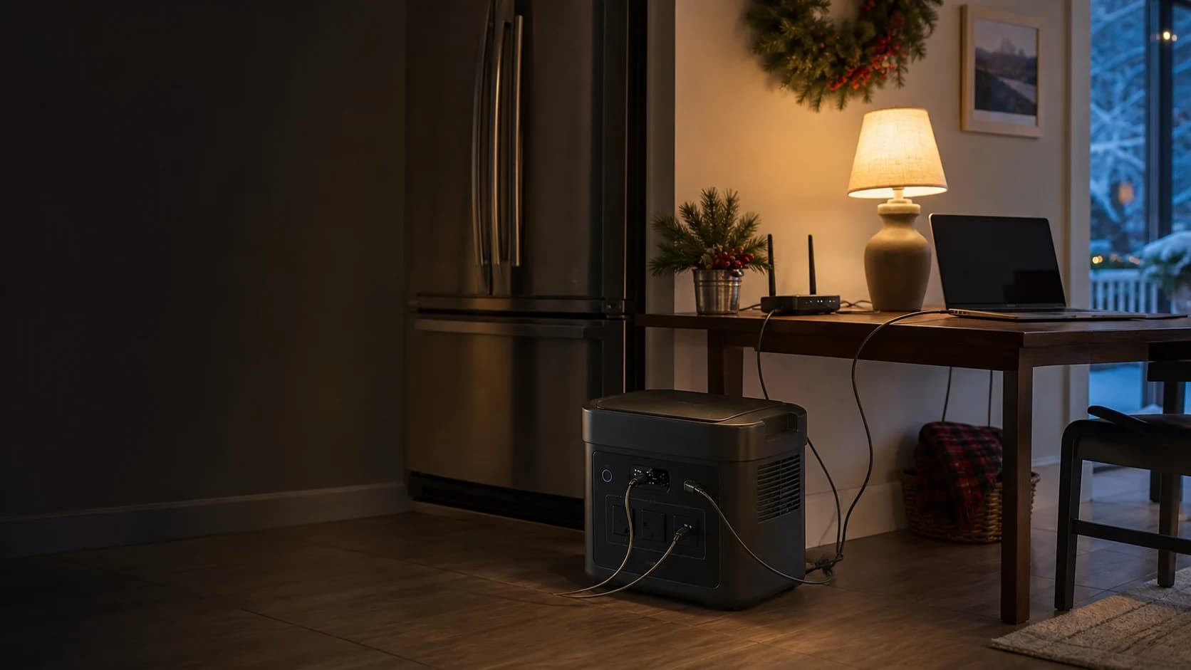 Representative portable power station supporting essentials during a home outage