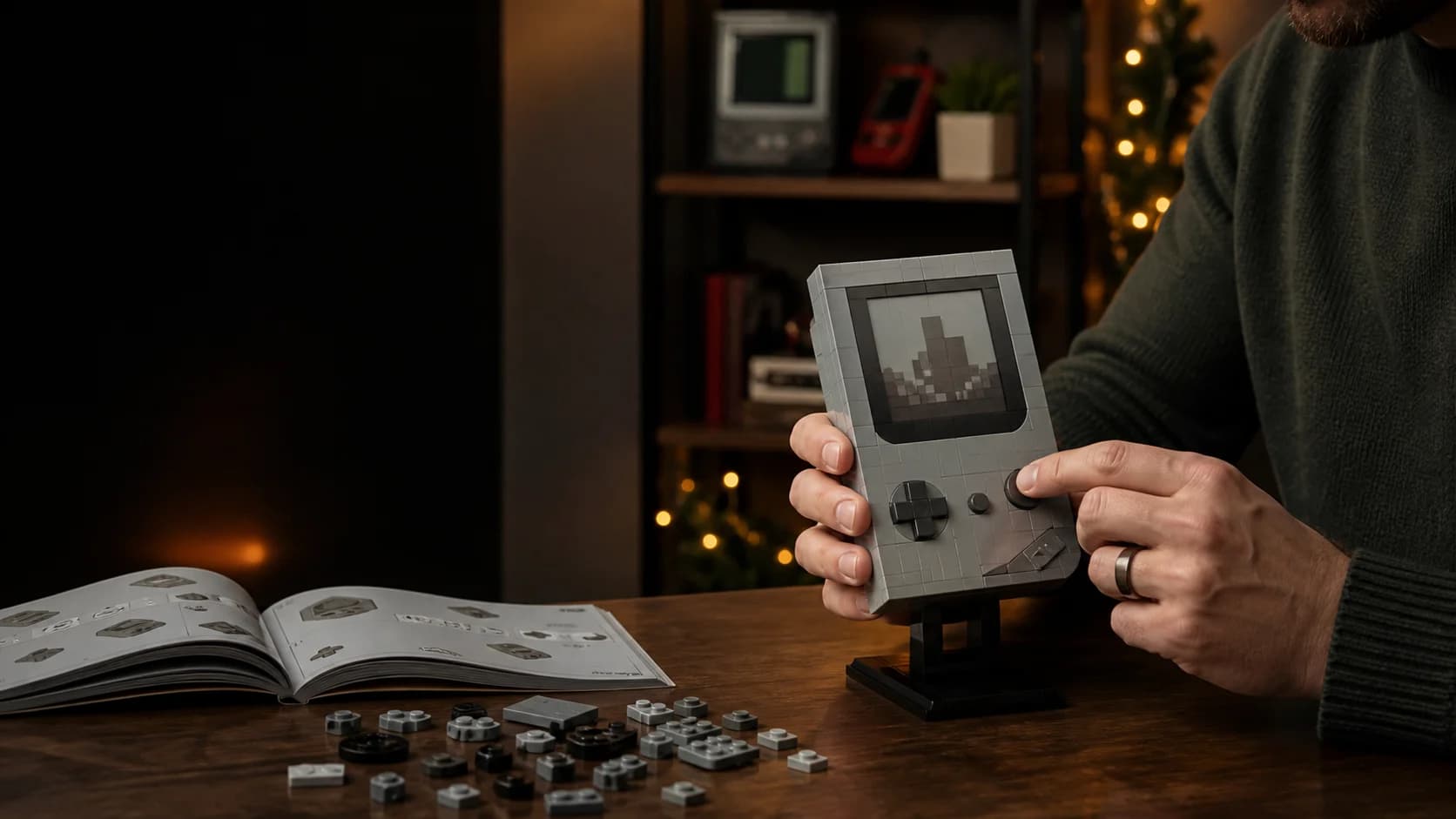Representative generic retro handheld construction model being assembled