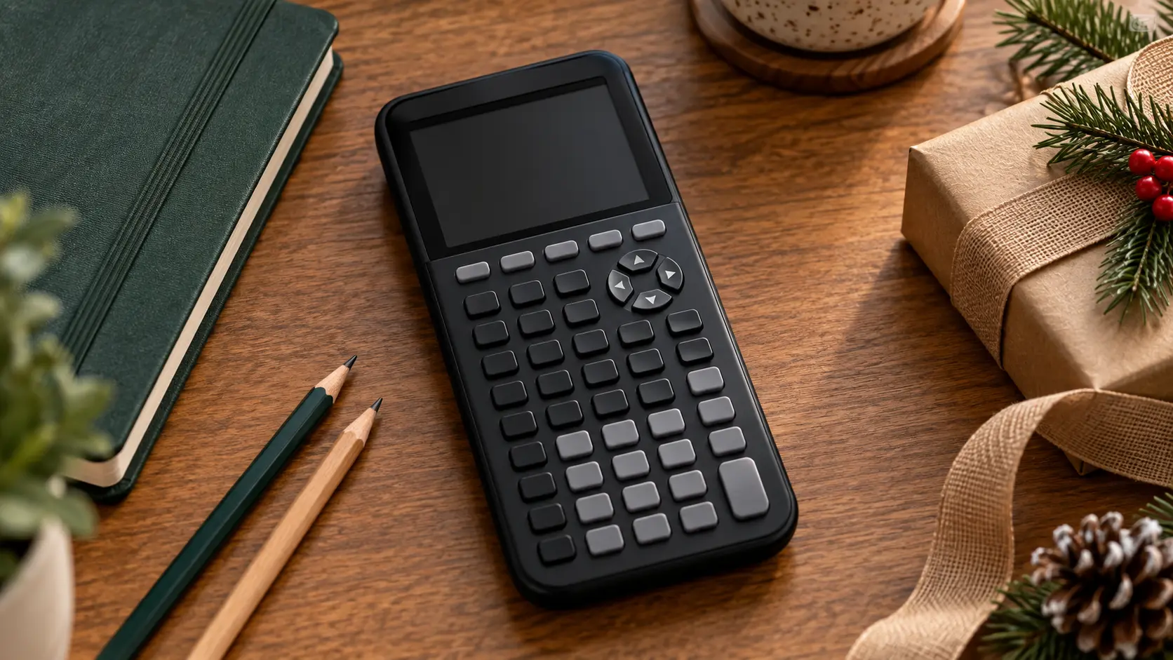 Representative student working through math homework at a desk with a graphing calculator