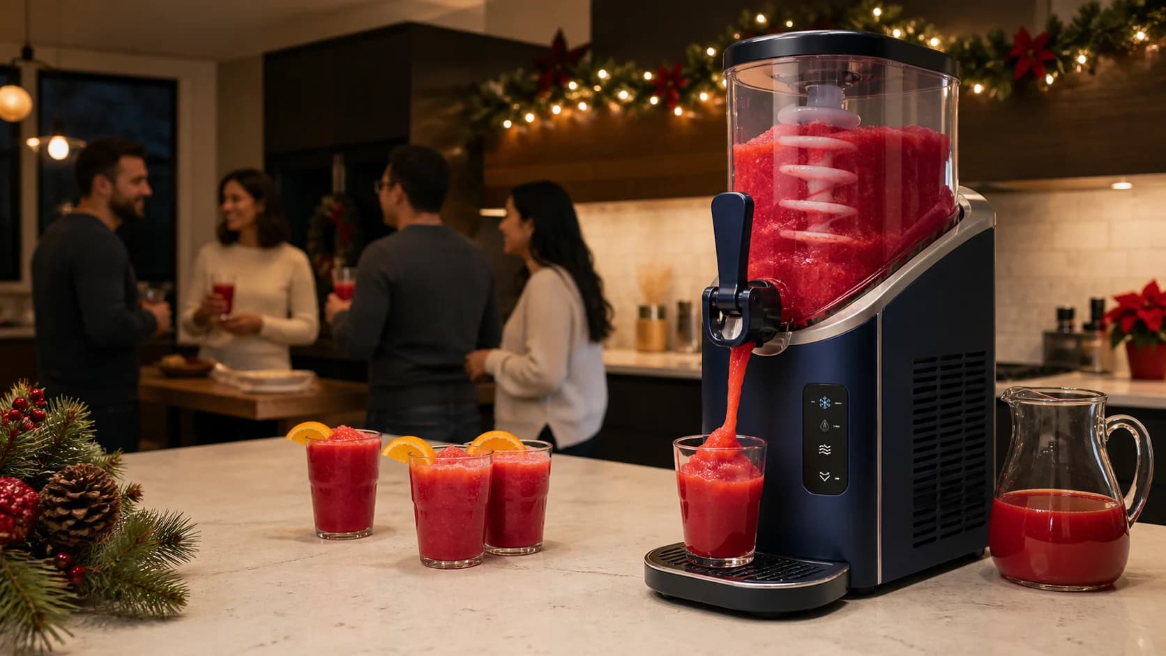 Representative generic frozen-drink machine serving holiday slush drinks