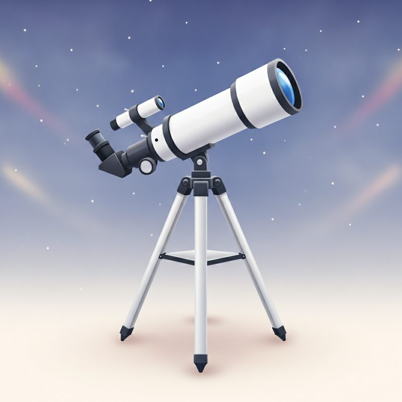 Representative beginner telescope on a tripod pointed at a starry sky
