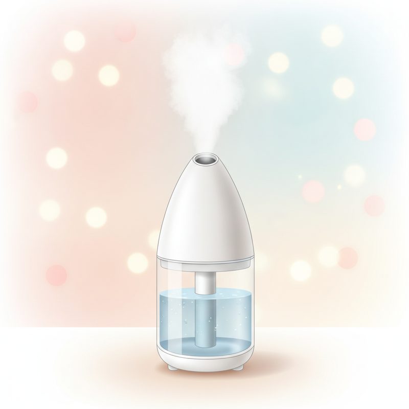 Representative countertop facial steamer releasing a soft plume of mist
