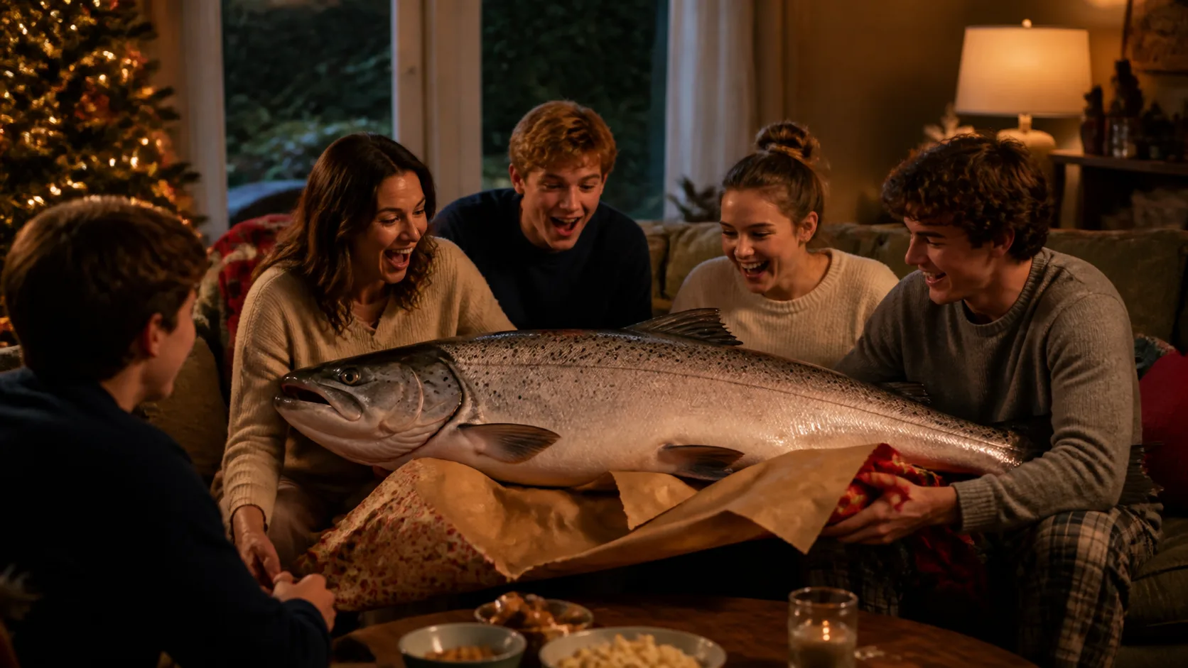 Representative oversized salmon plush pillow draped across a couch