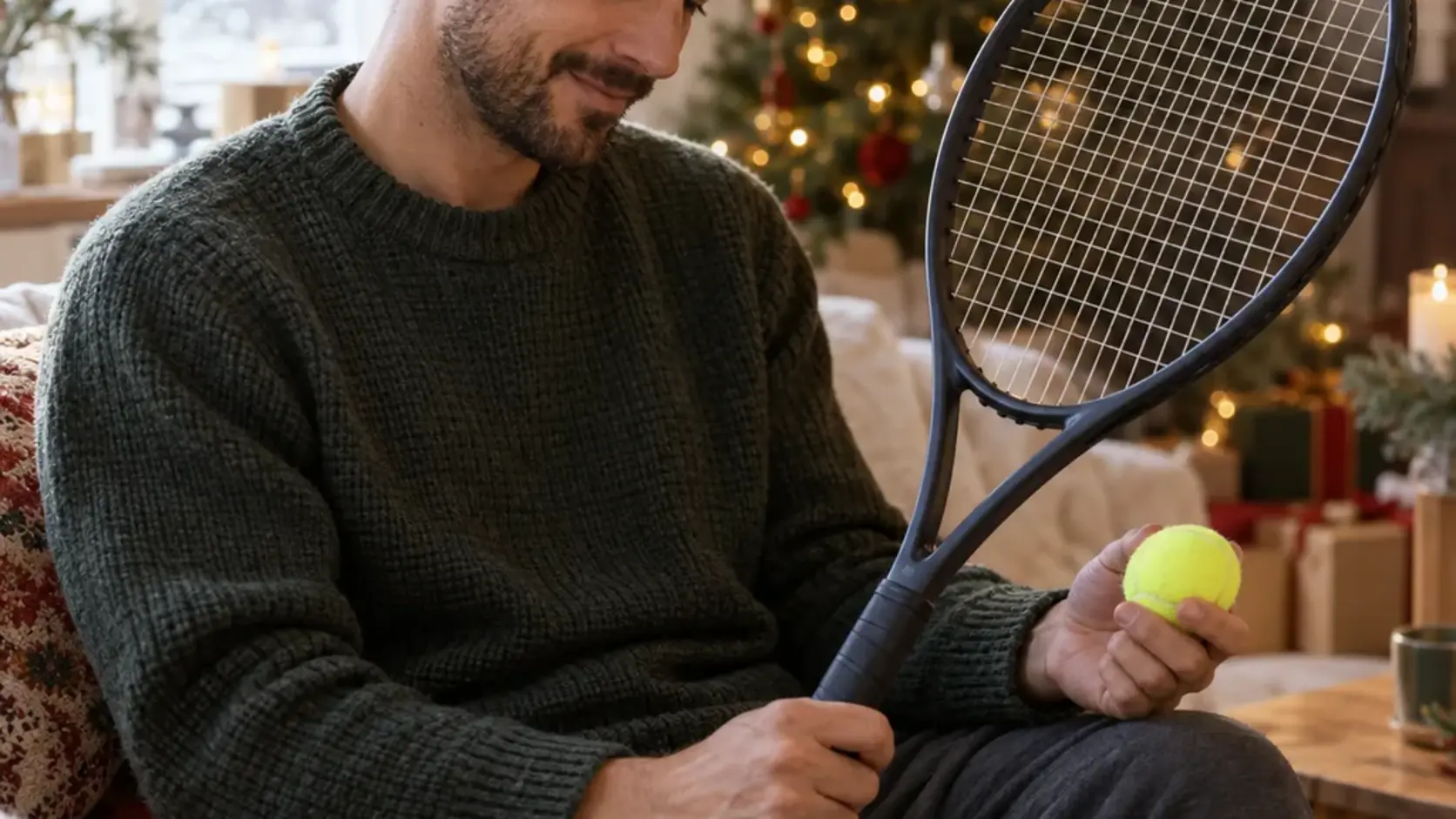 Representative tennis player opening a can of new tennis balls at the side of a court
