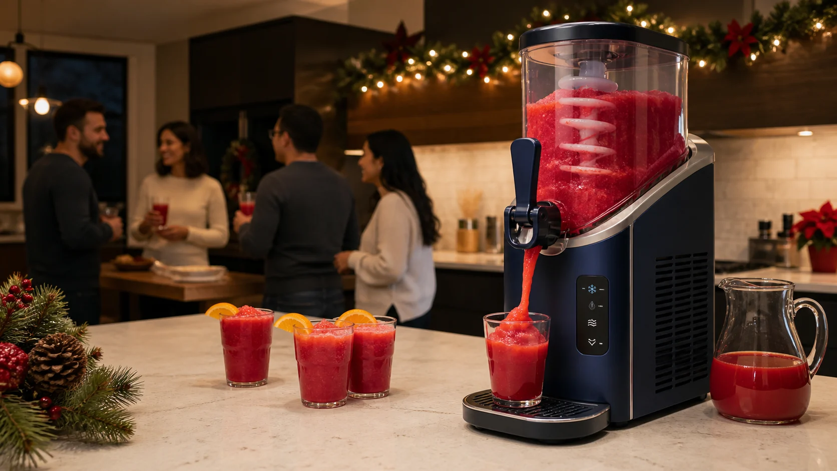 Representative generic frozen-drink machine serving holiday slush drinks